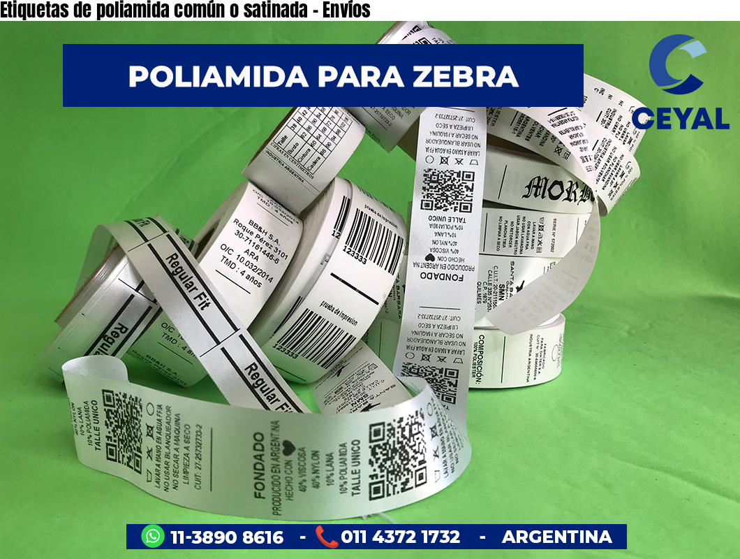 Etiquetas de poliamida común o satinada - Envíos