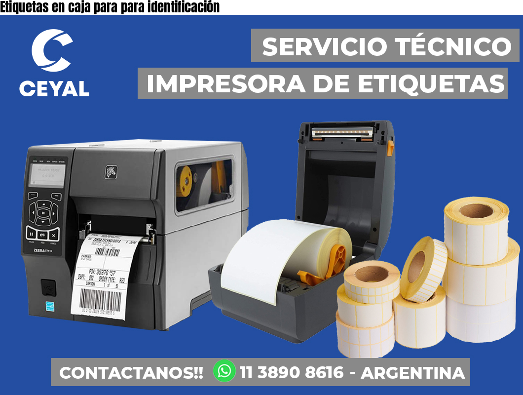 Etiquetas en caja para para identificación