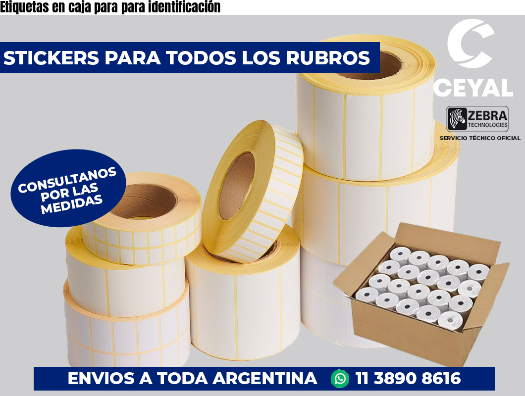 Etiquetas en caja para para identificación