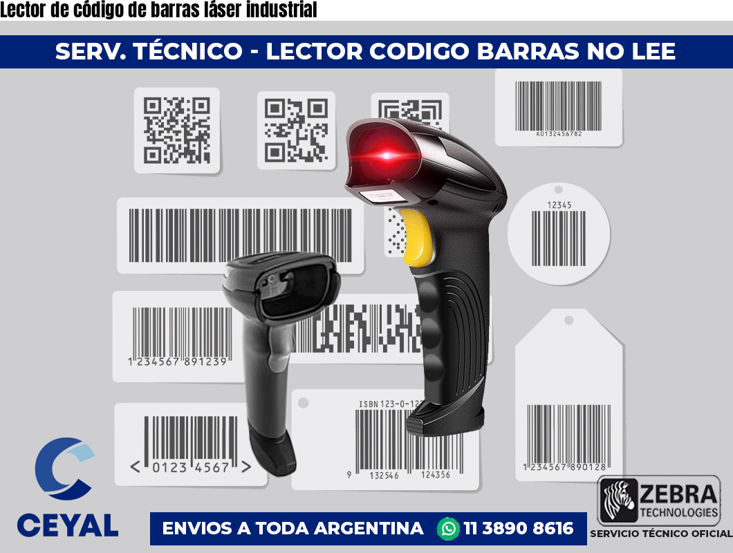 Lector de código de barras láser industrial