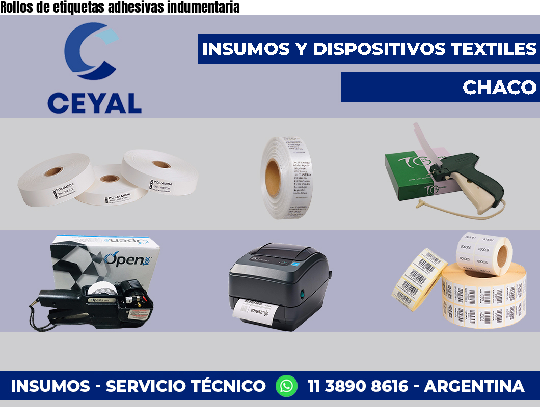 Rollos de etiquetas adhesivas indumentaria