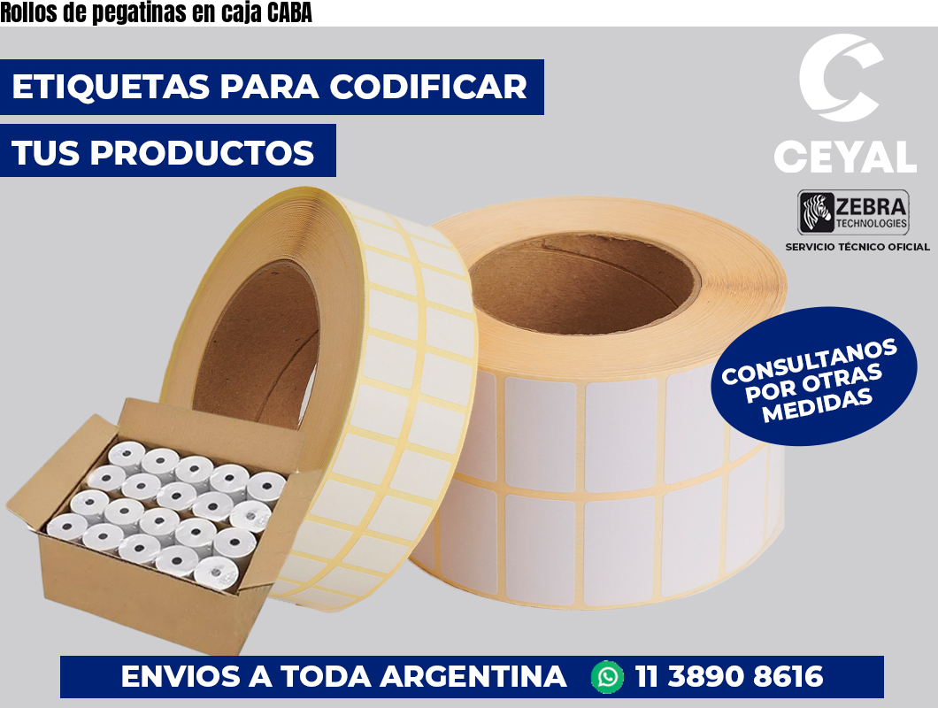 Rollos de pegatinas en caja CABA