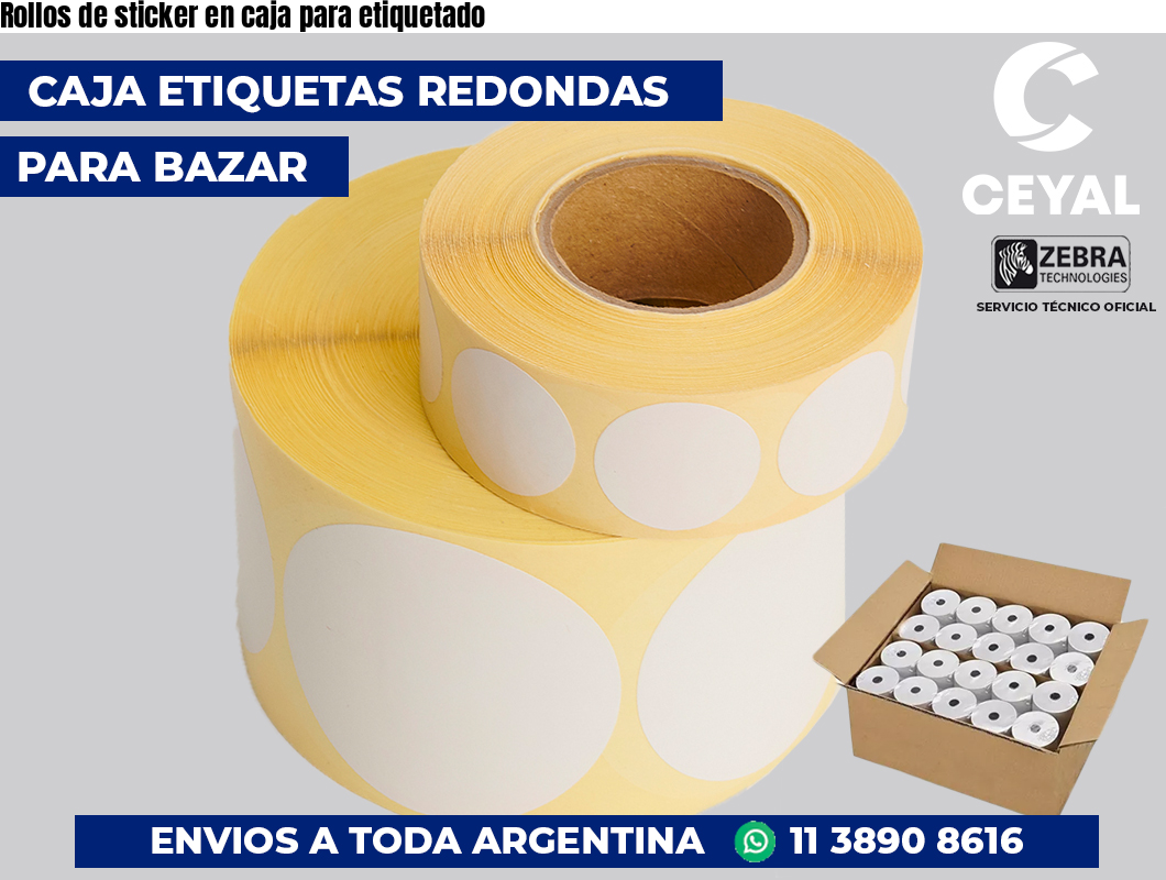 Rollos de sticker en caja para etiquetado