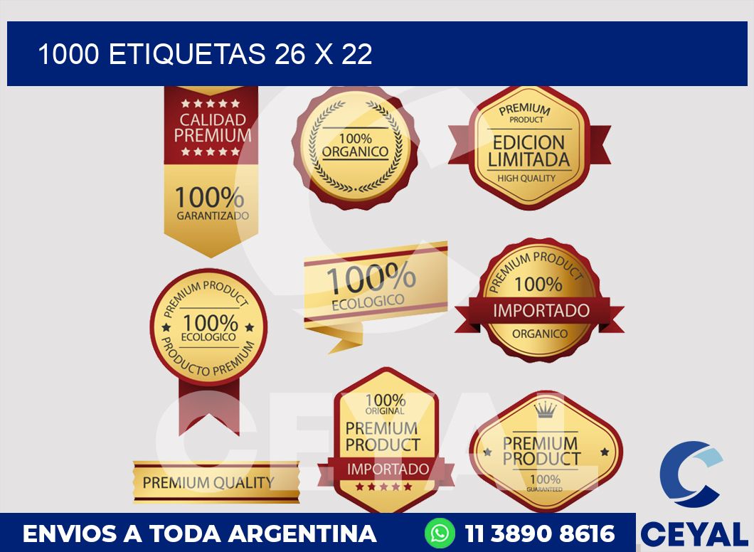 1000 etiquetas 26 x 22