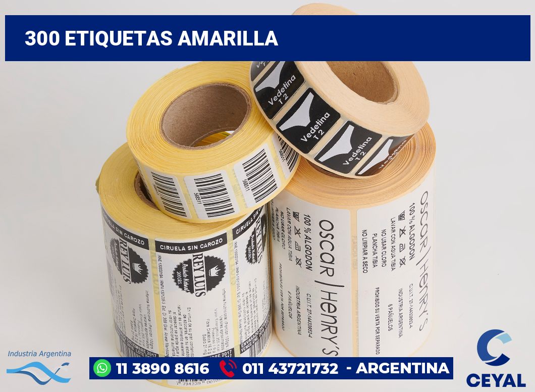 300 Etiquetas amarilla