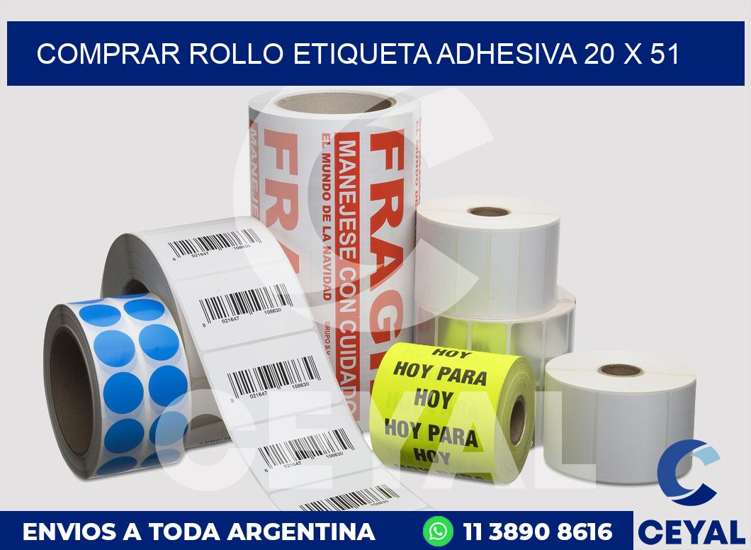 Comprar rollo etiqueta adhesiva 20 x 51
