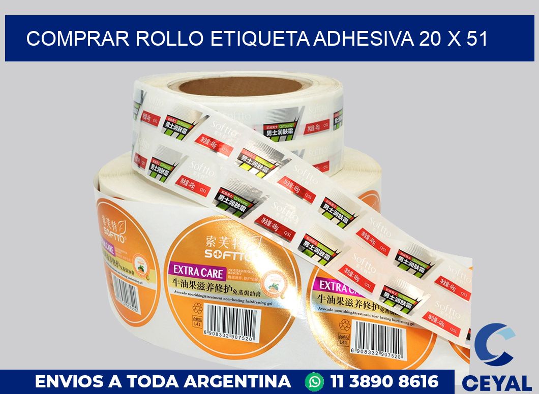 Comprar rollo etiqueta adhesiva 20 x 51
