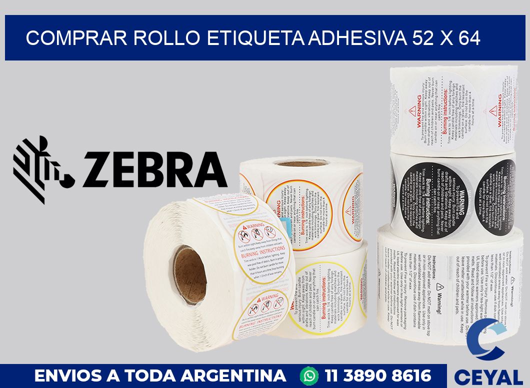 Comprar rollo etiqueta adhesiva 52 x 64