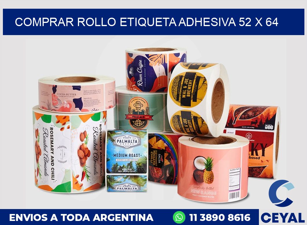 Comprar rollo etiqueta adhesiva 52 x 64