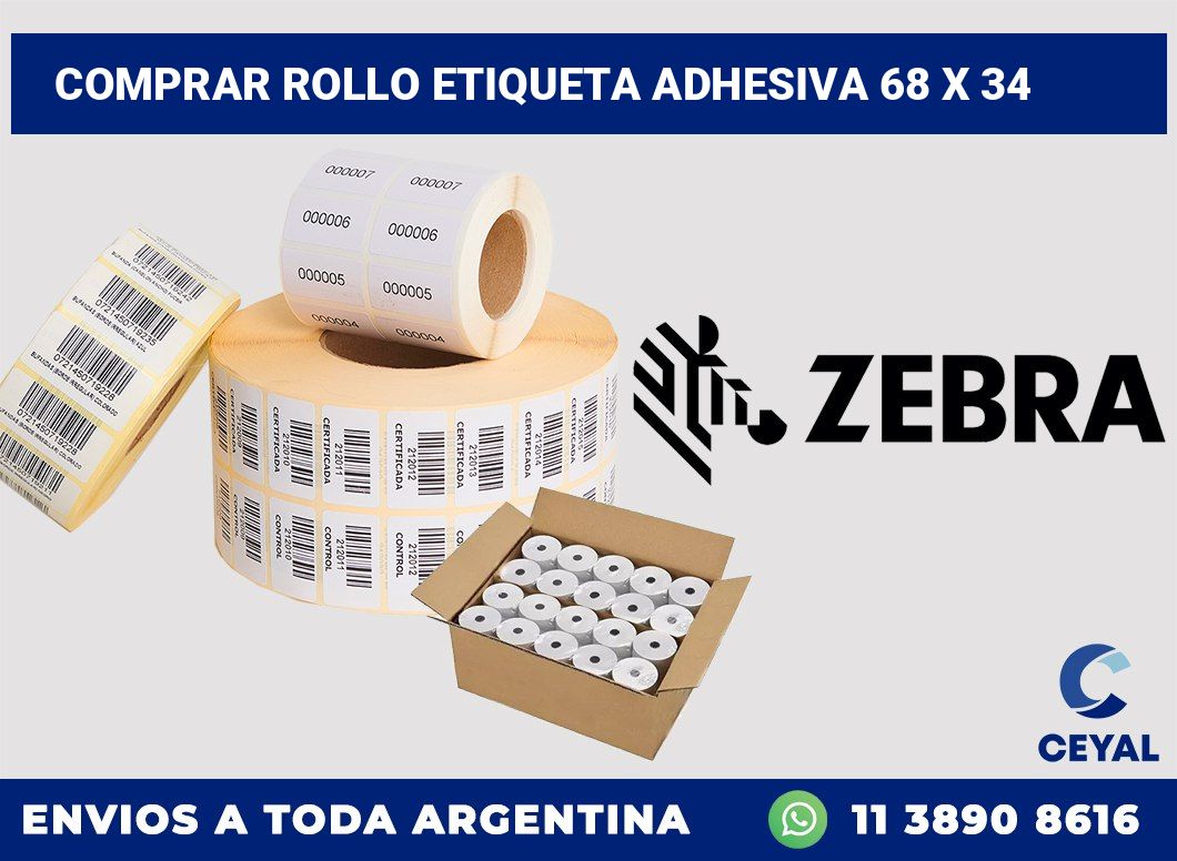 Comprar rollo etiqueta adhesiva 68 x 34