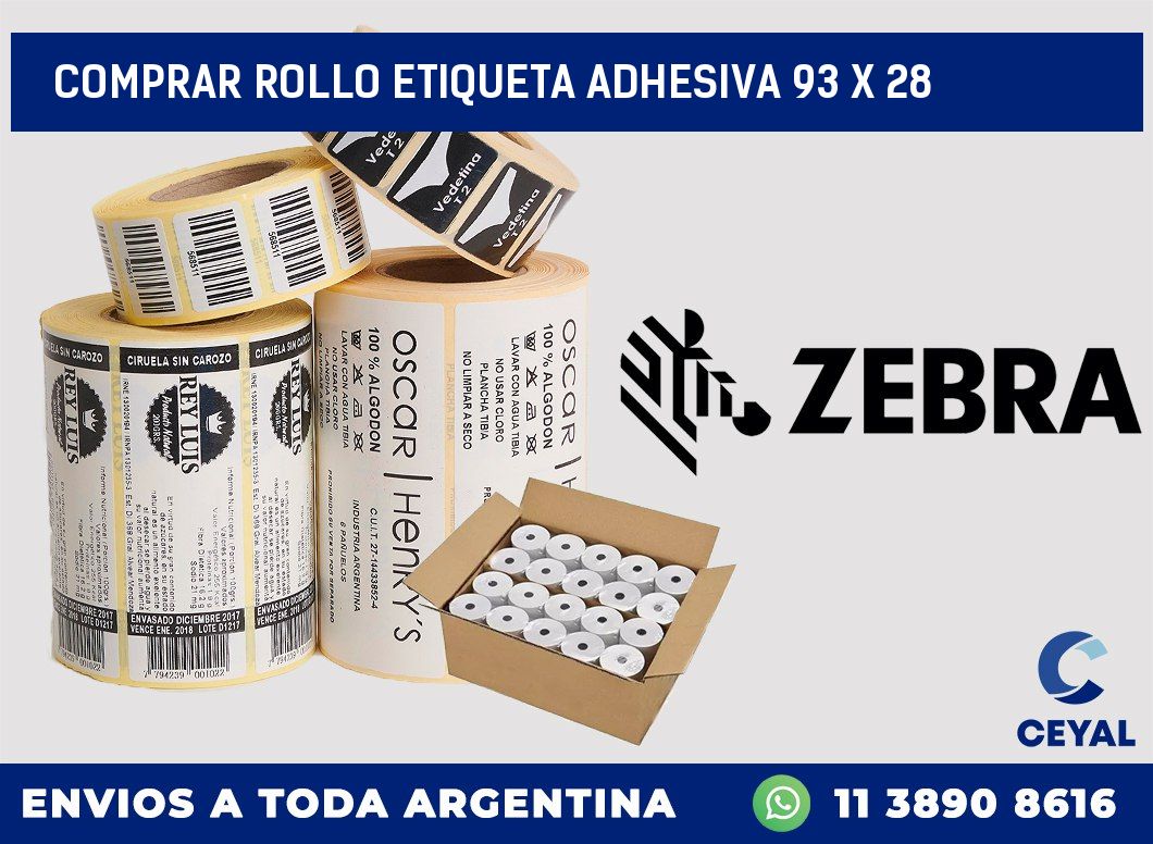 Comprar rollo etiqueta adhesiva 93 x 28