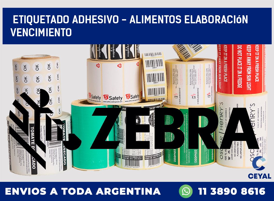 Etiquetado adhesivo – alimentos elaboración vencimiento