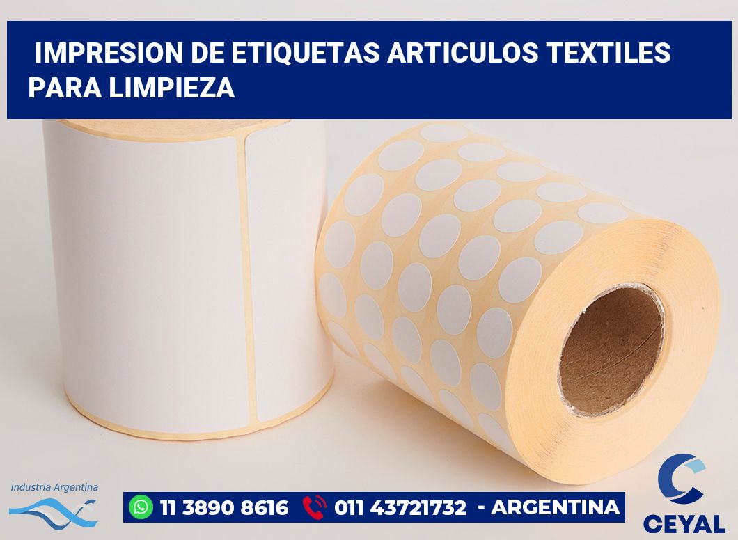 Impresion de etiquetas Articulos textiles para limpieza