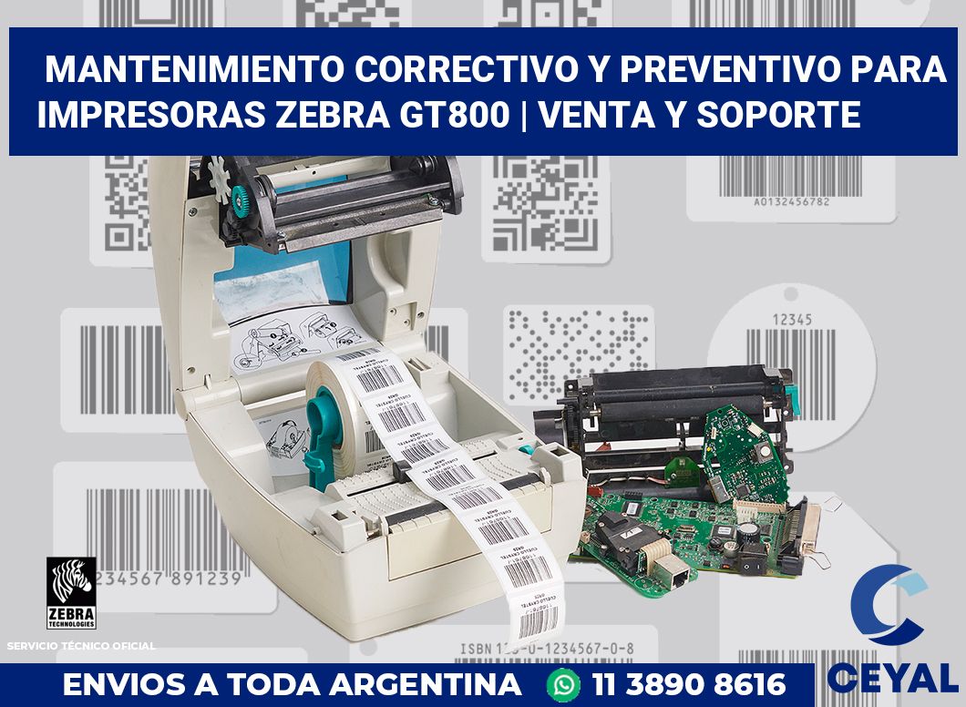 Mantenimiento correctivo y preventivo para impresoras Zebra GT800 | Venta y soporte