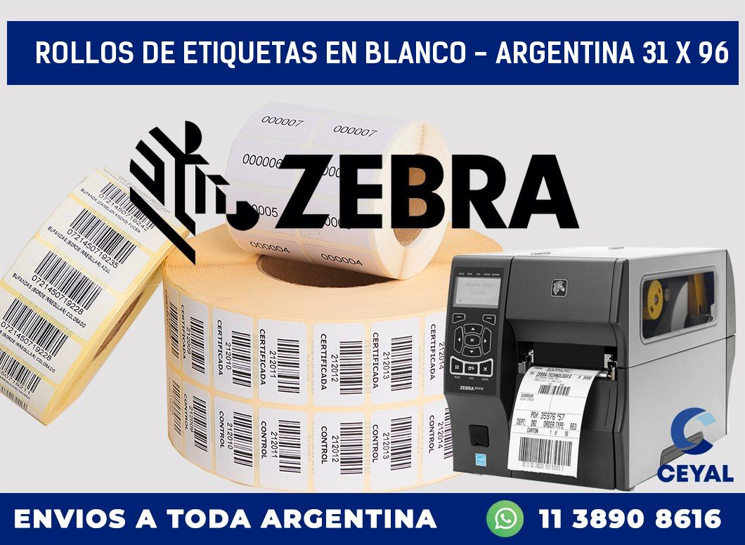 Rollos de etiquetas en blanco – Argentina 31 x 96