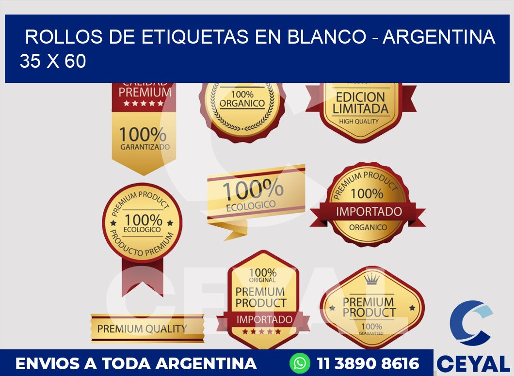 Rollos de etiquetas en blanco - Argentina 35 x 60