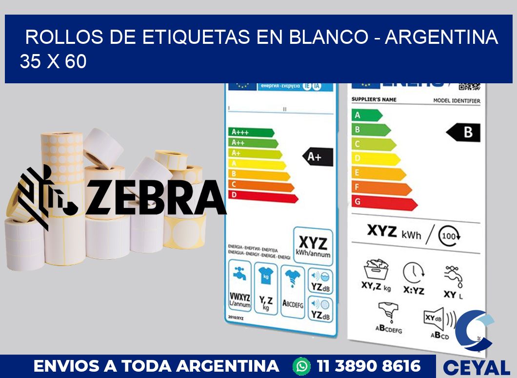 Rollos de etiquetas en blanco - Argentina 35 x 60