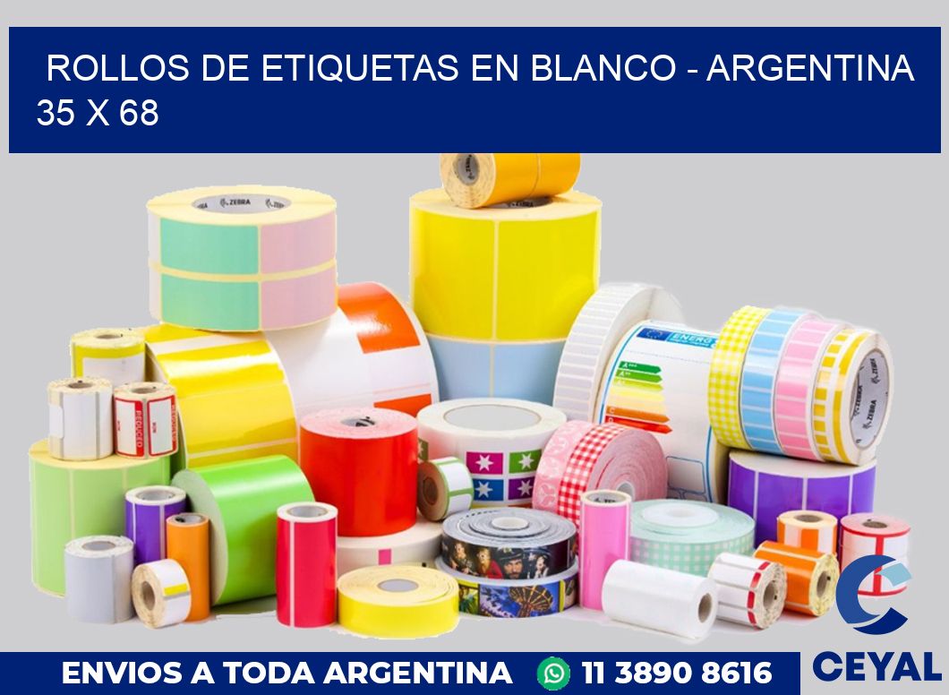 Rollos de etiquetas en blanco – Argentina 35 x 68