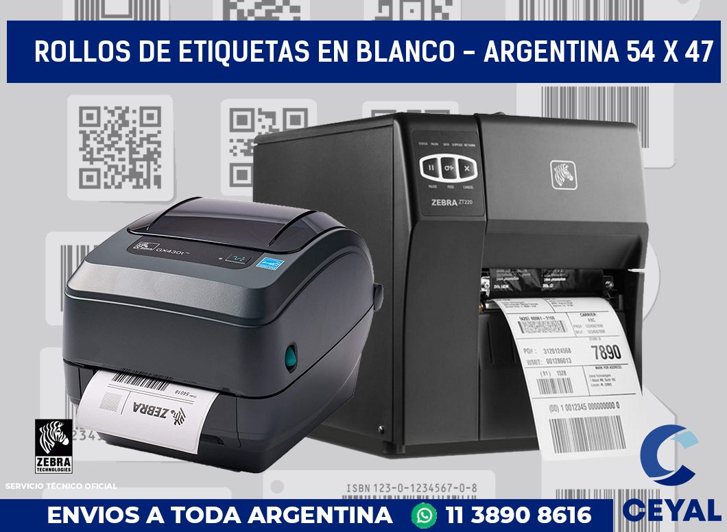 Rollos de etiquetas en blanco - Argentina 54 x 47