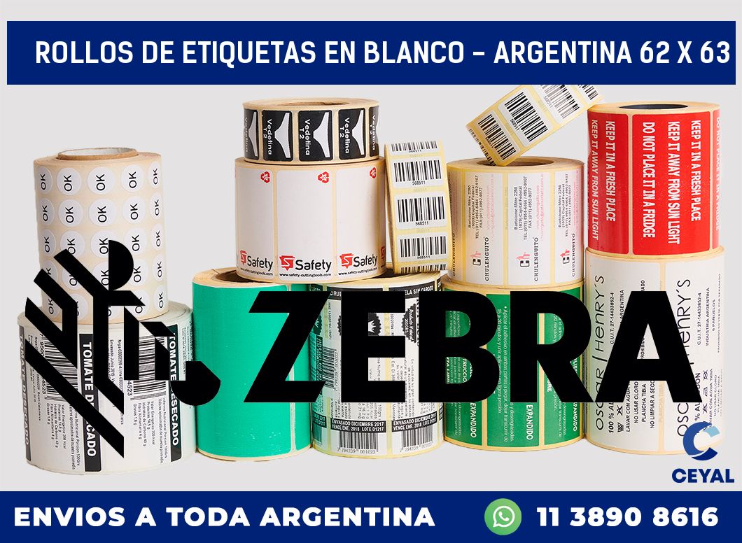 Rollos de etiquetas en blanco - Argentina 62 x 63