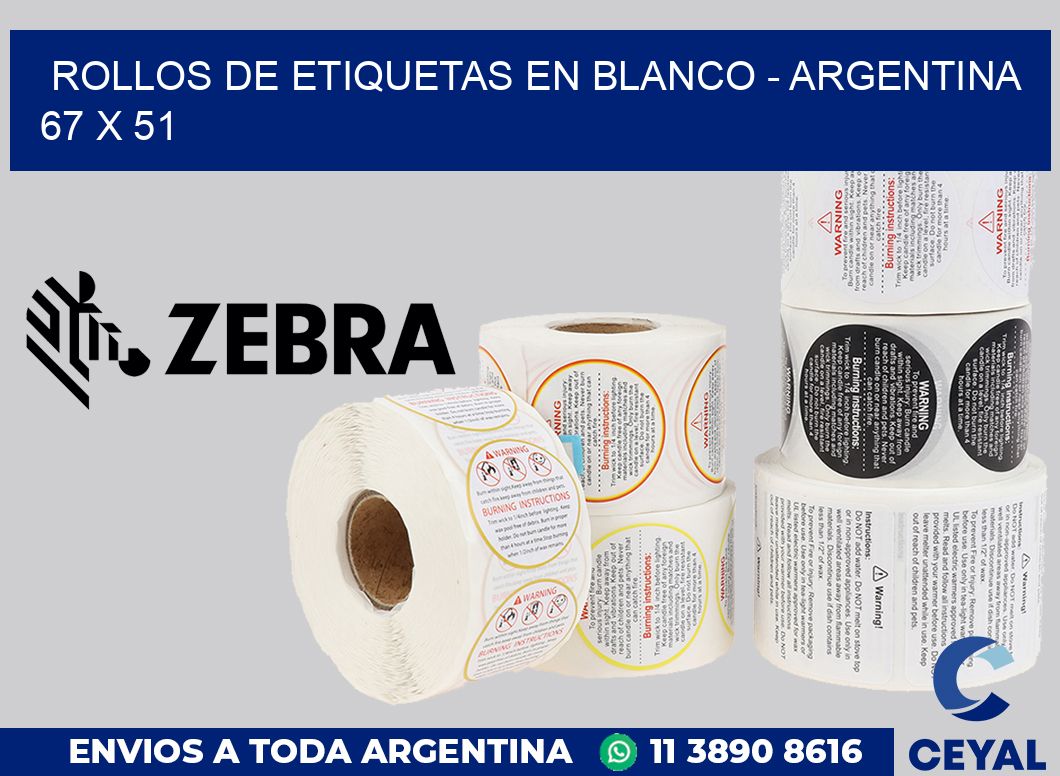 Rollos de etiquetas en blanco - Argentina 67 x 51