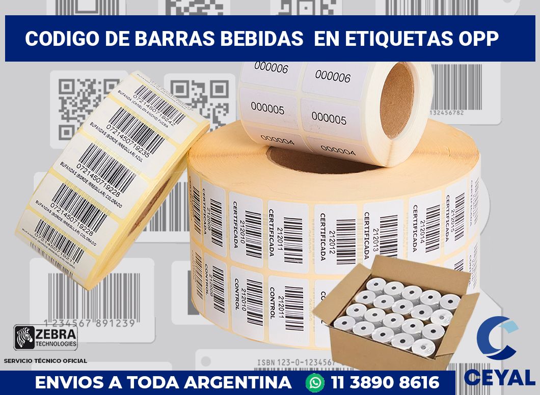 codigo de barras bebidas  en etiquetas OPP