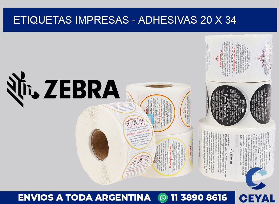 etiquetas impresas - Adhesivas 20 x 34