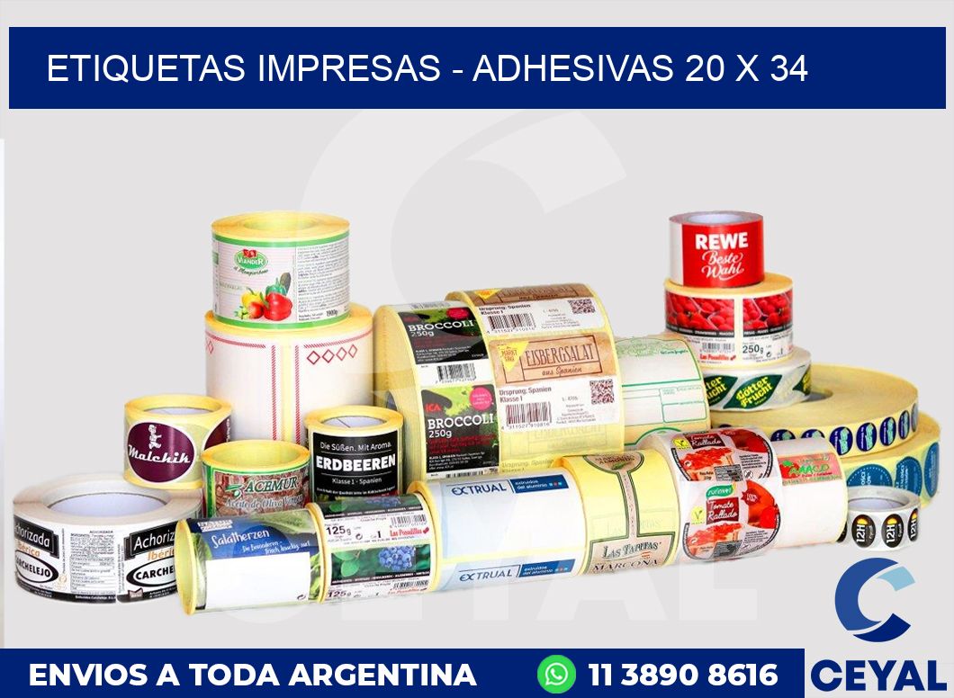etiquetas impresas – Adhesivas 20 x 34