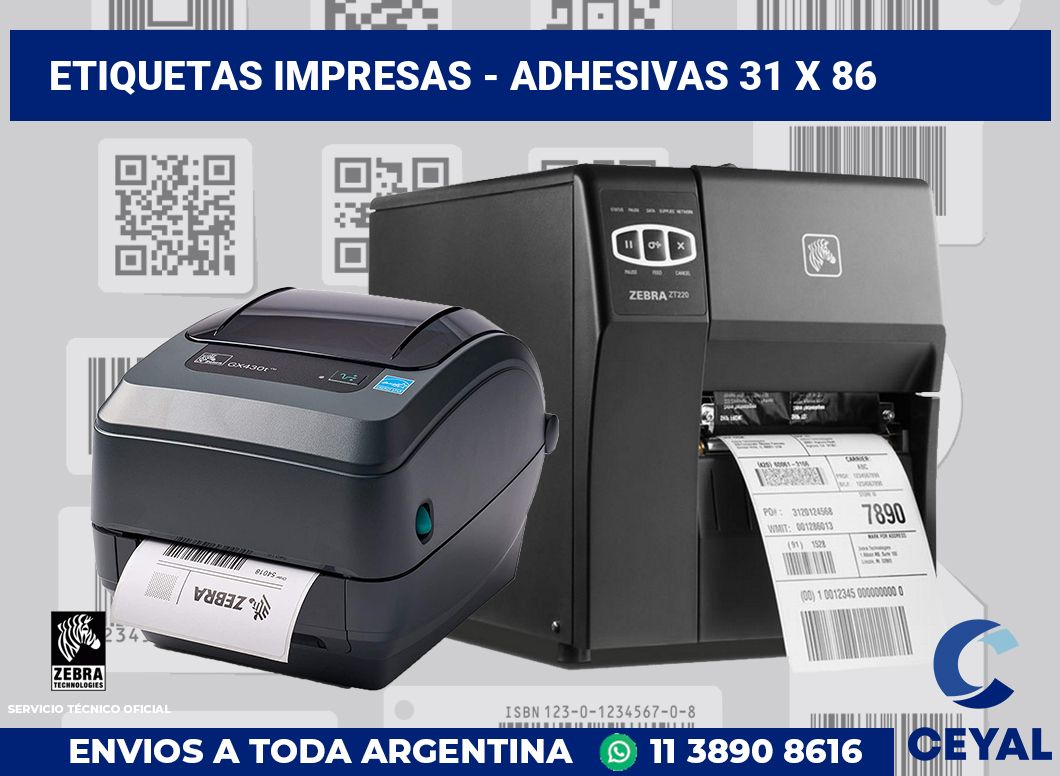 etiquetas impresas - Adhesivas 31 x 86