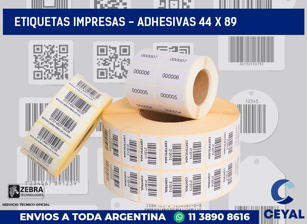 etiquetas impresas – Adhesivas 44 x 89
