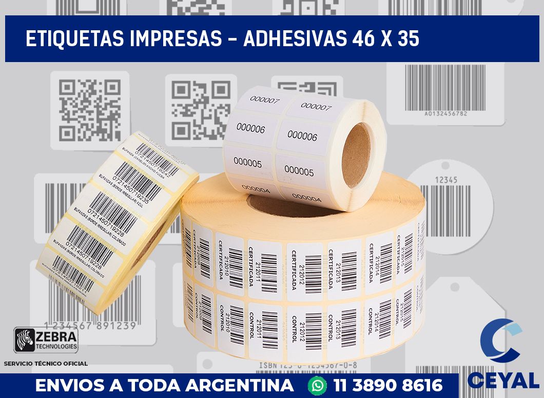 etiquetas impresas - Adhesivas 46 x 35