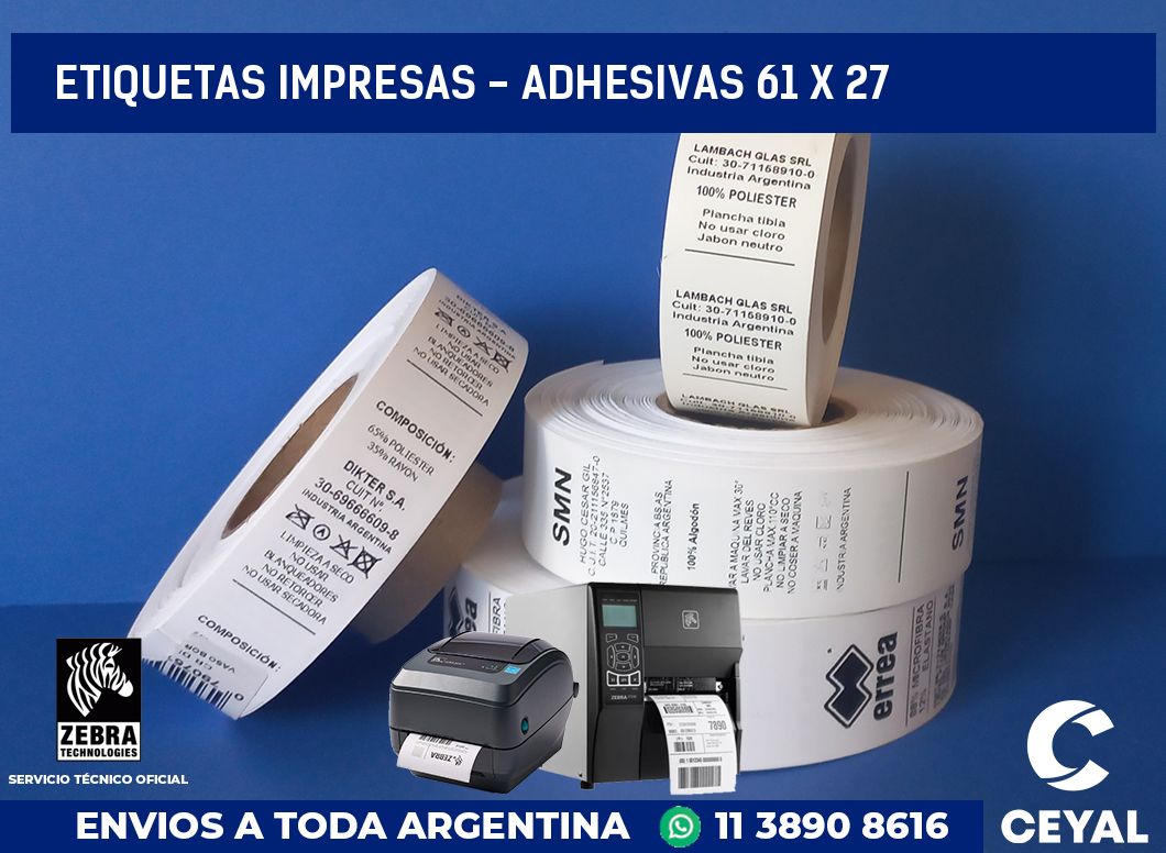 etiquetas impresas – Adhesivas 61 x 27