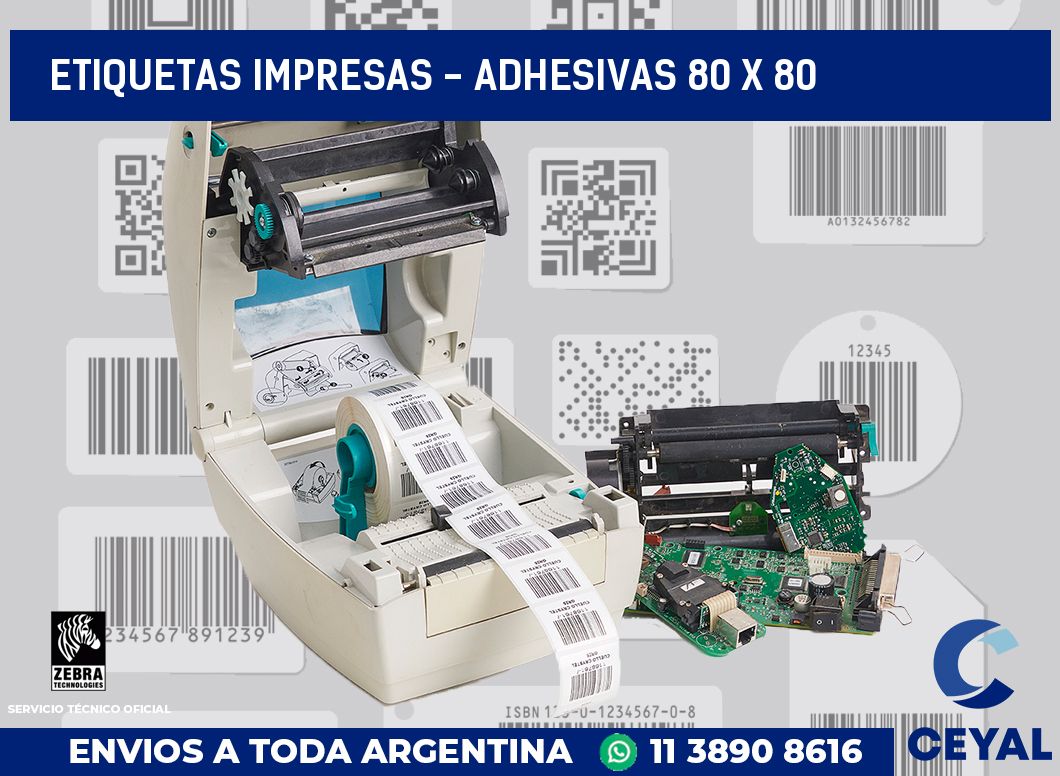 etiquetas impresas - Adhesivas 80 x 80