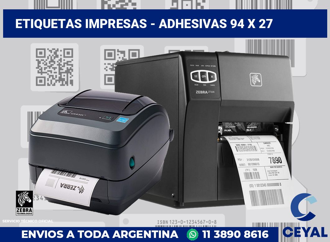 etiquetas impresas - Adhesivas 94 x 27