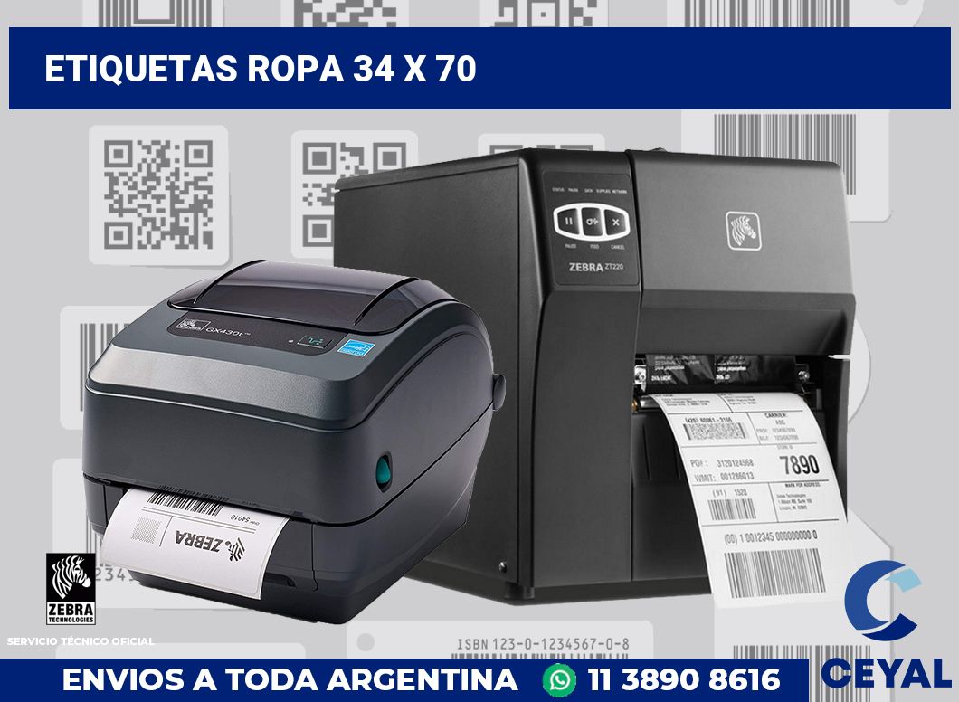 etiquetas ropa 34 x 70