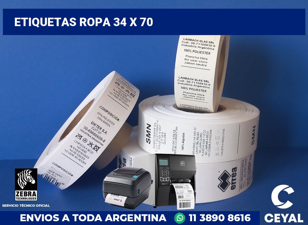 etiquetas ropa 34 x 70