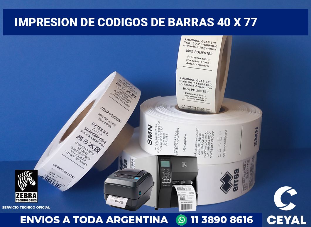 impresion de codigos de barras 40 x 77
