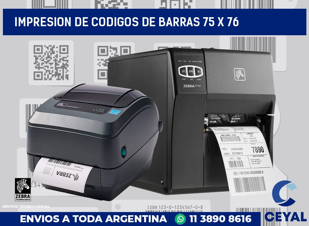 impresion de codigos de barras 75 x 76