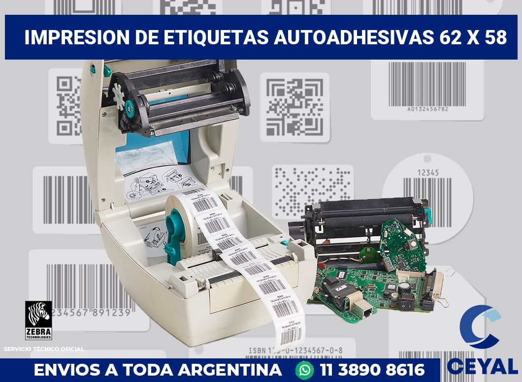impresion de etiquetas autoadhesivas 62 x 58