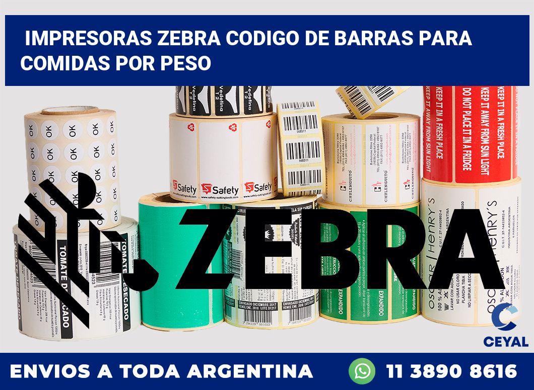 impresoras zebra codigo de barras para Comidas por peso