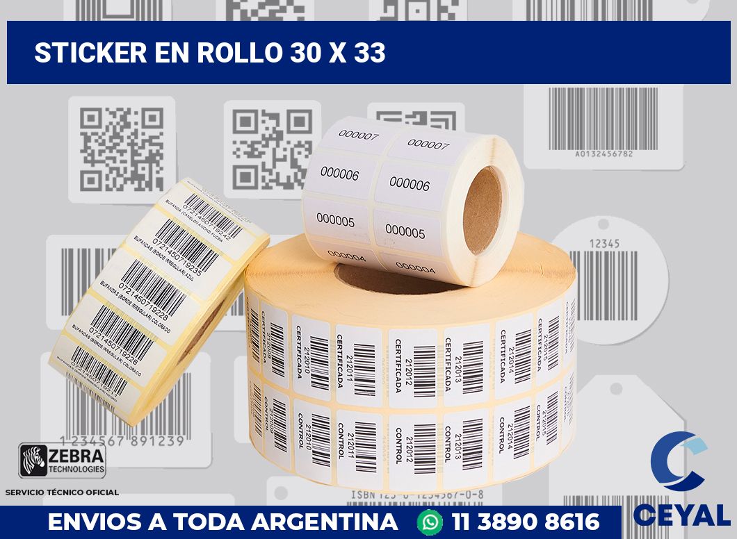 sticker en rollo 30 x 33