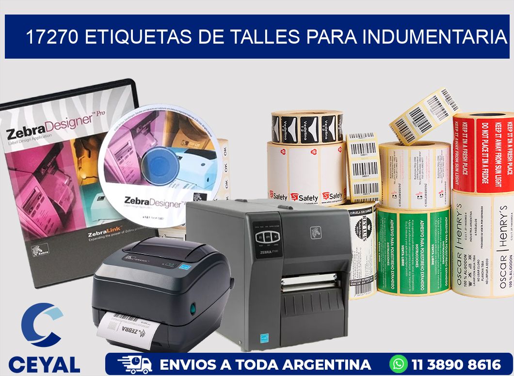 17270 Etiquetas de Talles para indumentaria