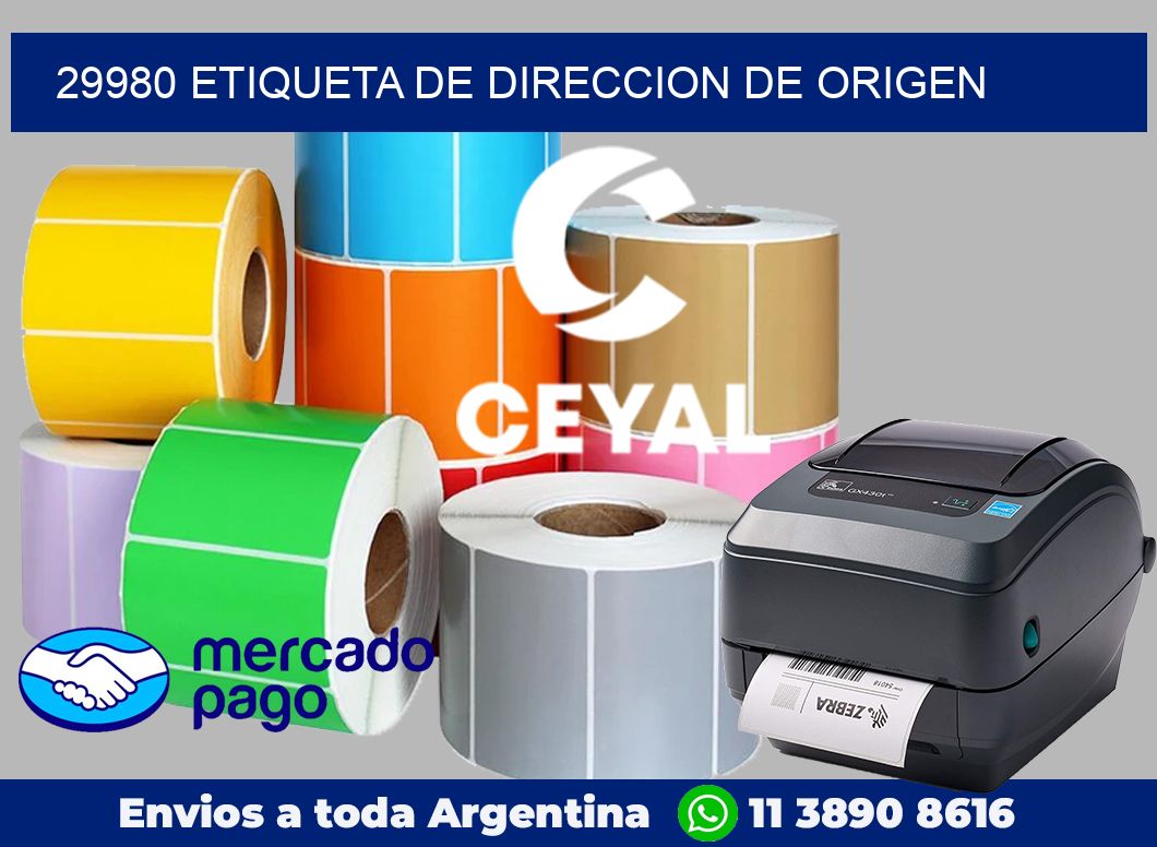 29980 Etiqueta de direccion de origen