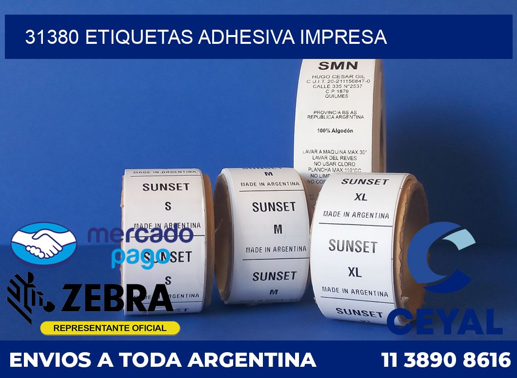 31380 etiquetas adhesiva impresa