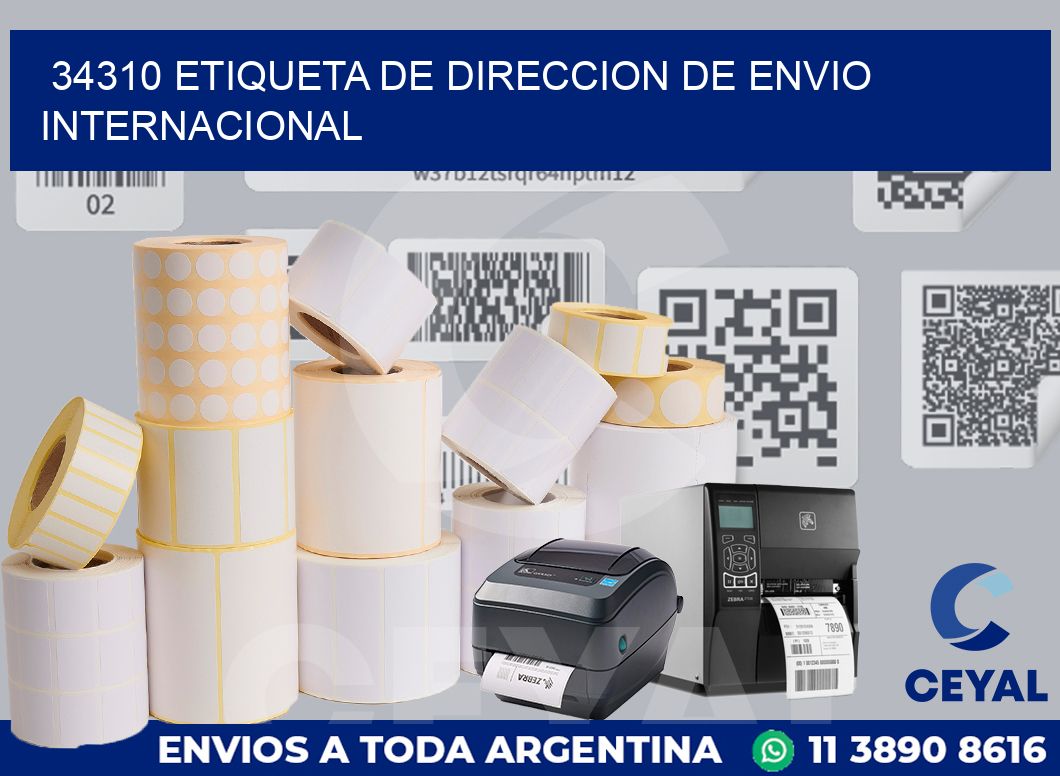 34310 Etiqueta de direccion de envio internacional