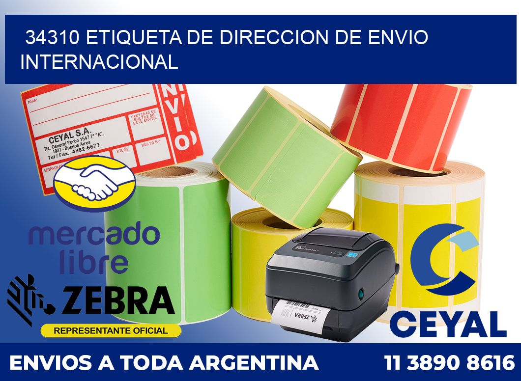 34310 Etiqueta de direccion de envio internacional