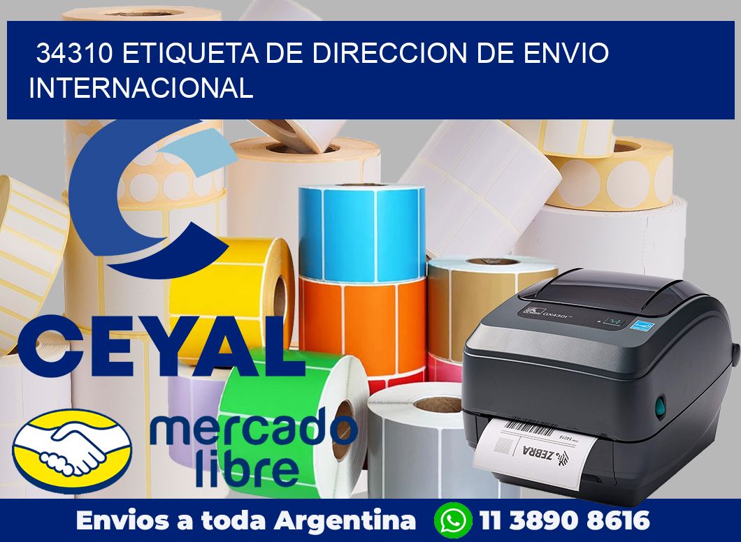 34310 Etiqueta de direccion de envio internacional