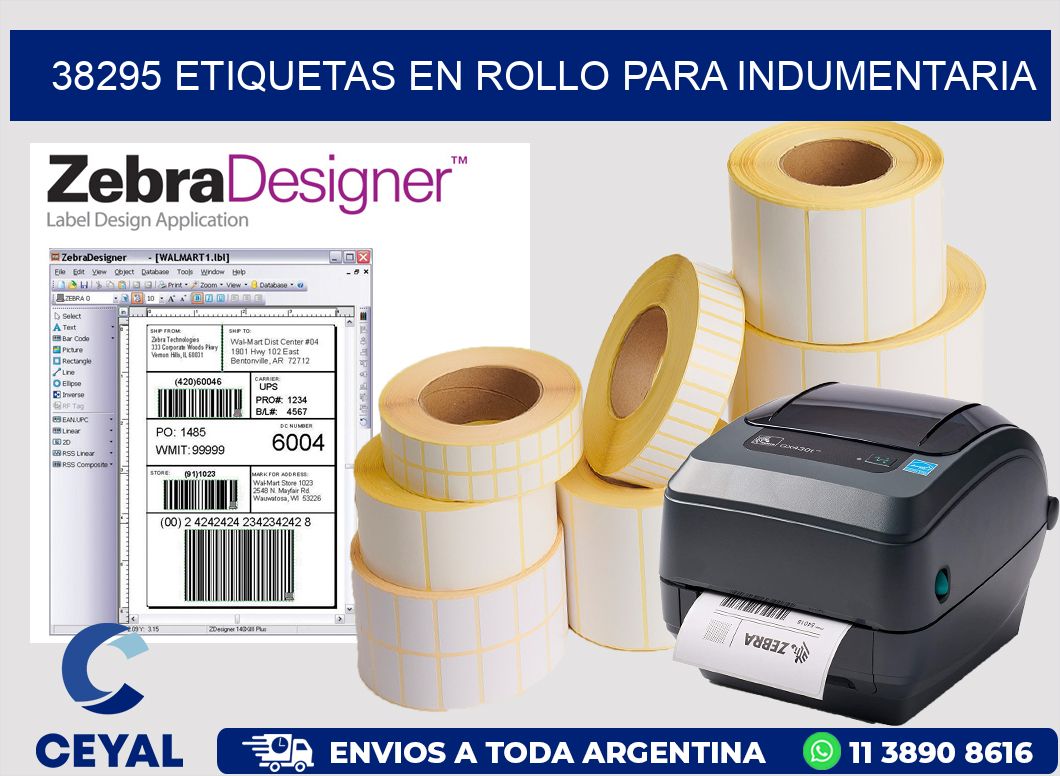 38295 Etiquetas en rollo para indumentaria