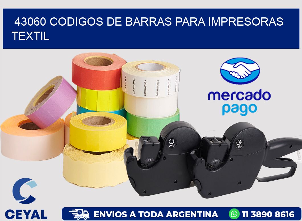 43060 codigos de barras para impresoras textil