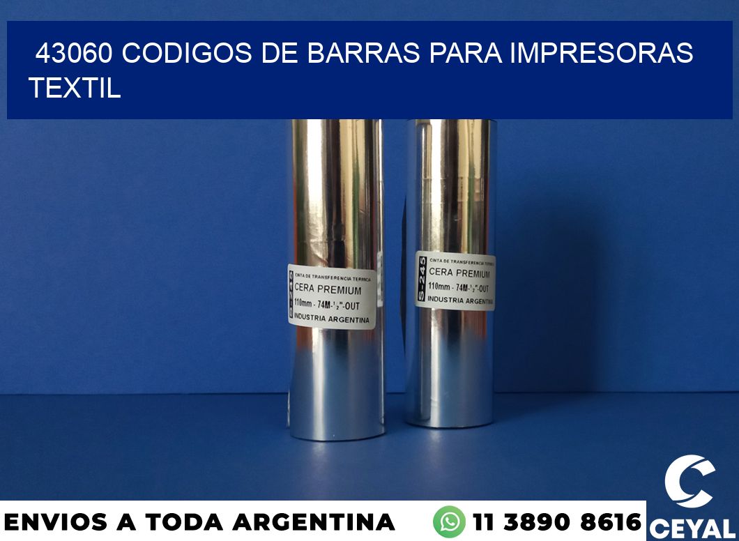 43060 codigos de barras para impresoras textil